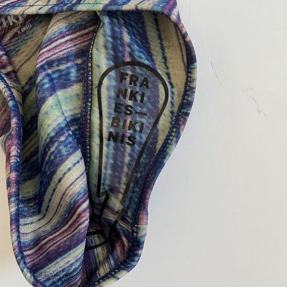 Frankies Bikinis Jenna Shimmy Metallic Stripes Swim‎ Bikini Bottoms Womens XS - Picture 4 of 5